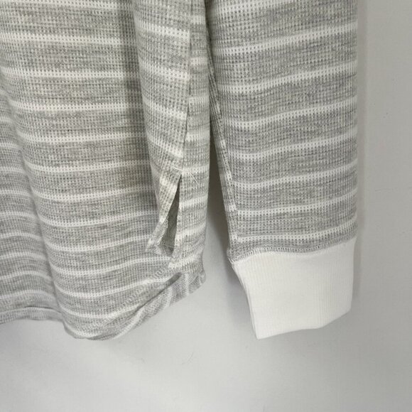 Gilligan & O'Malley Women's Thermal Pajama Top M Gray White Striped Long Sleeve - Picture 5 of 10